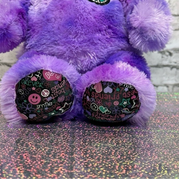 Build A Bear BAB Purple Tie Dye PEACE Cat Plush Best Friends Hearts Smiles - Picture 7 of 13